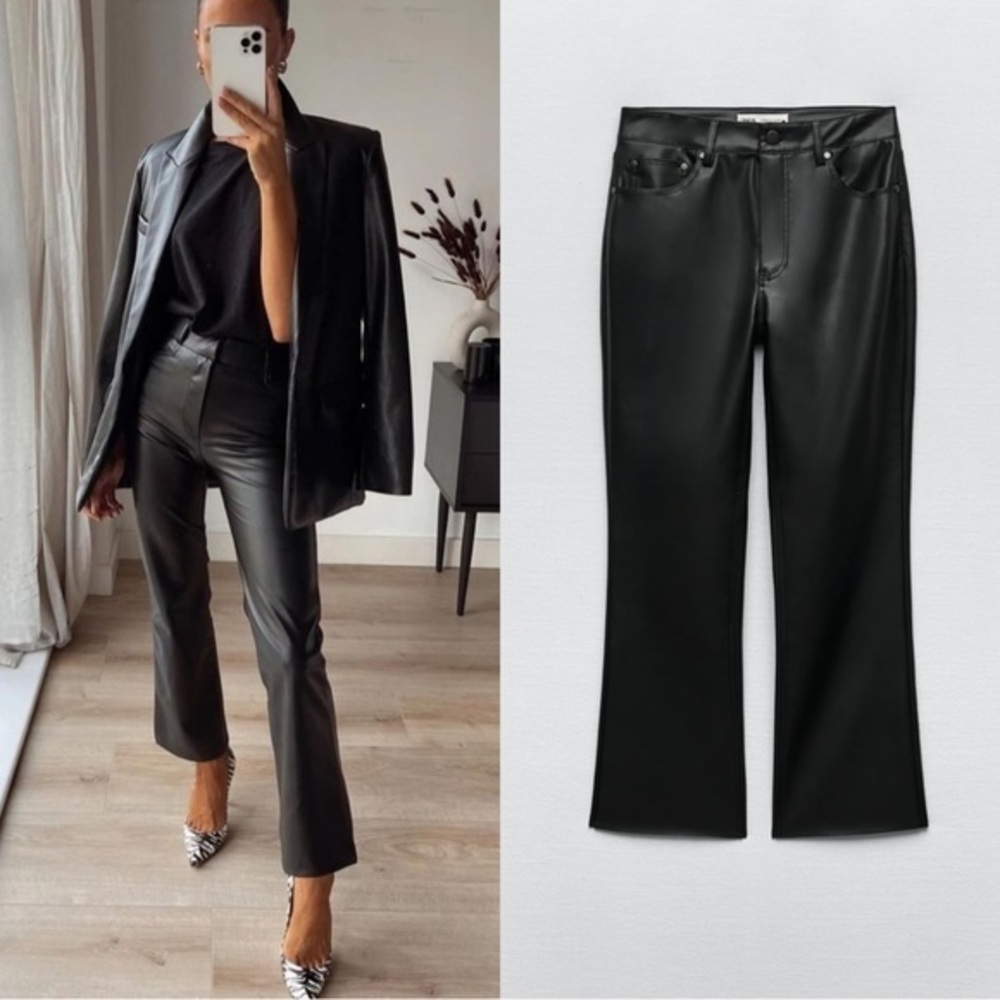 BLOGGERS FAVORITE NWT Zara Faux Leather Mini Flared Pants